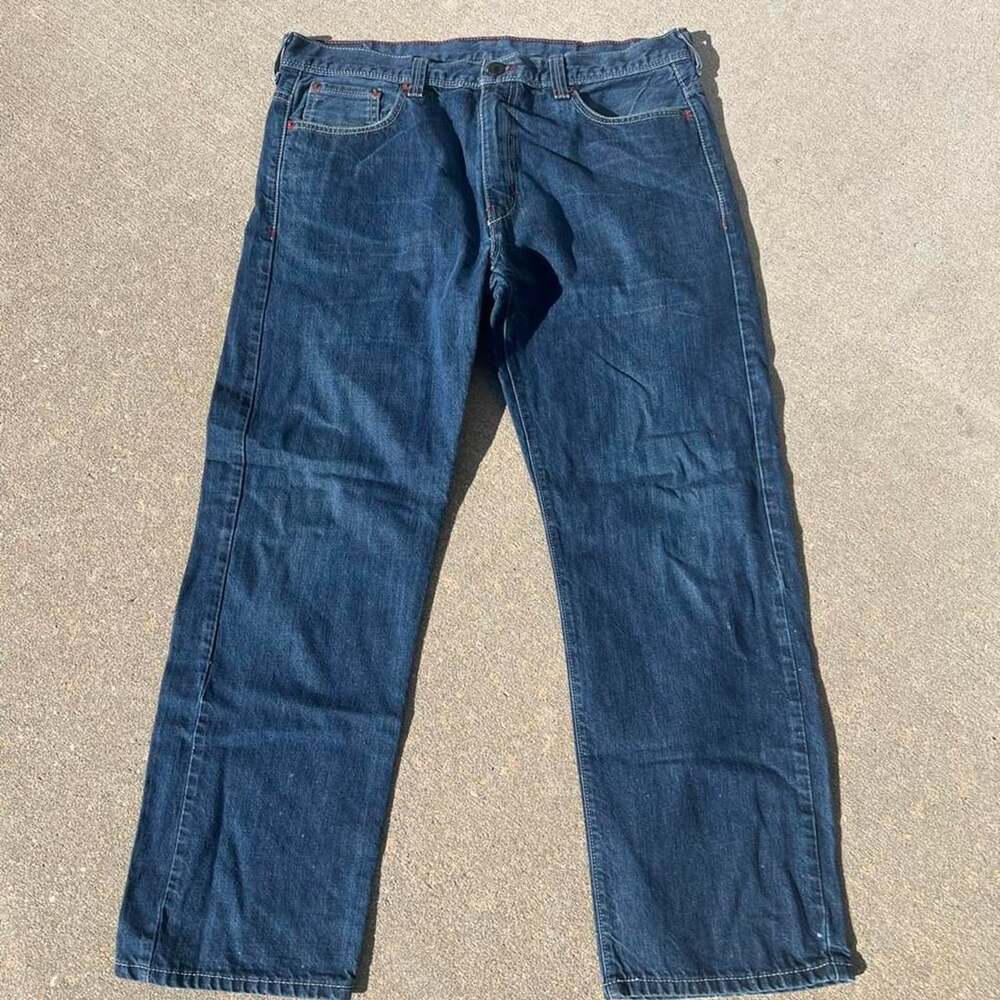 Levi's 569 Loose Straight Jeans Size 36x32 Dark Wash Red Stitch Baggy Skater